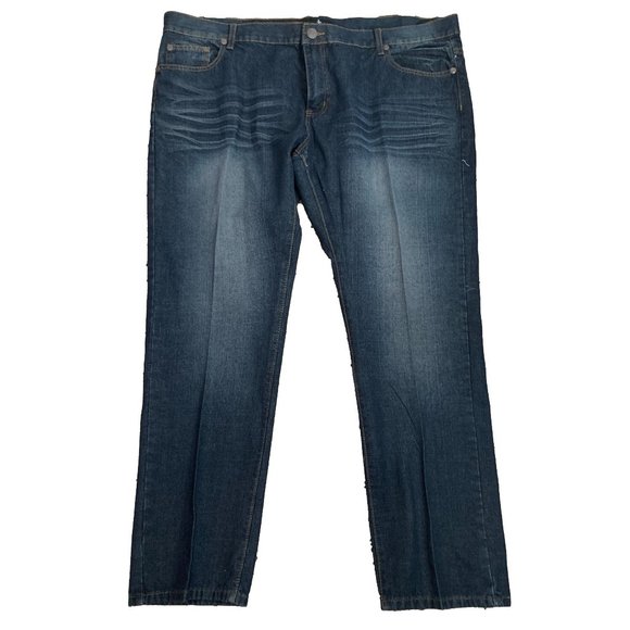Nostic Mens Jeans Size 48 X 33 Factory Fading Back Pocket Stitching Straight Leg - Picture 1 of 11